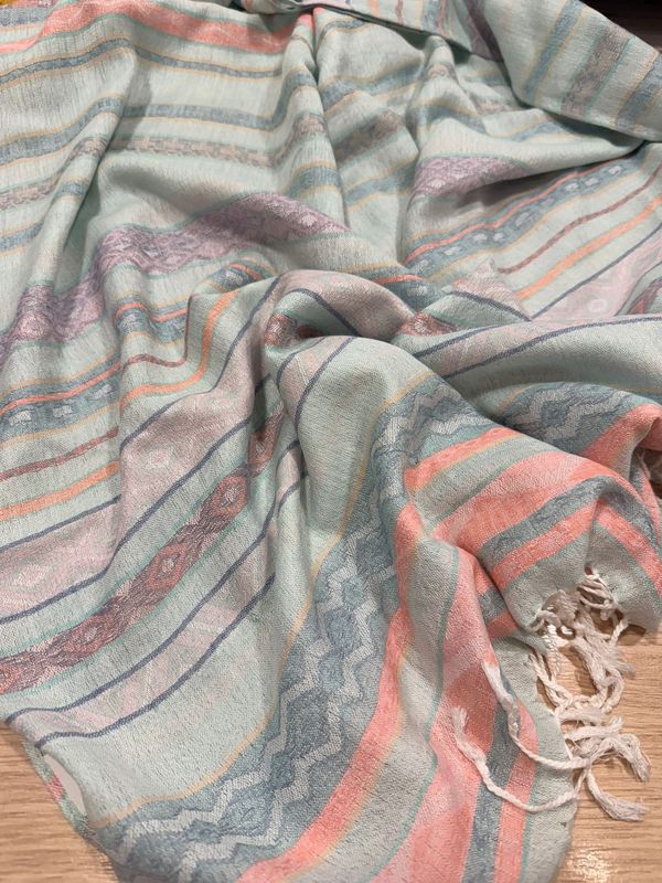 sjaal groen/roze streep