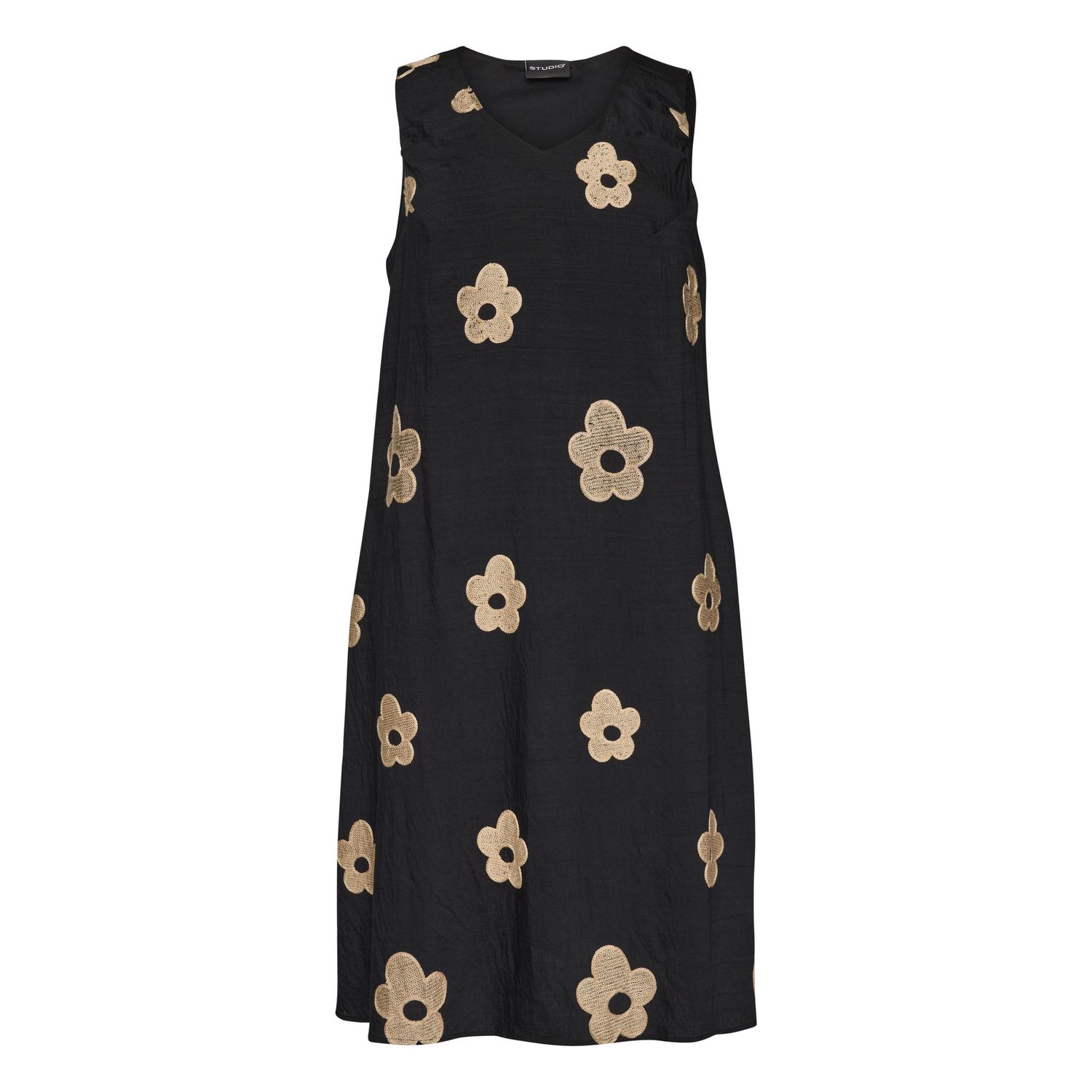 SAnastasia Long dress Black with sand flowers