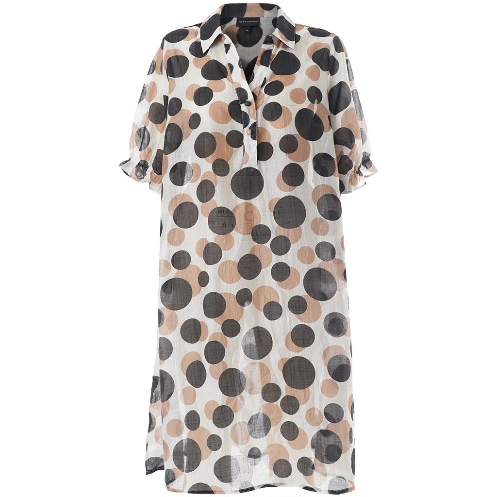 SGunda Dress White with black/brown dots