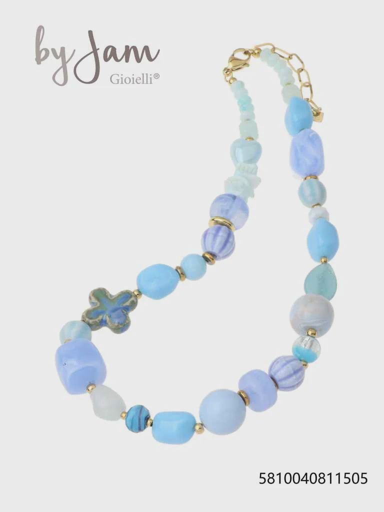 Ketting - licht blauw multi