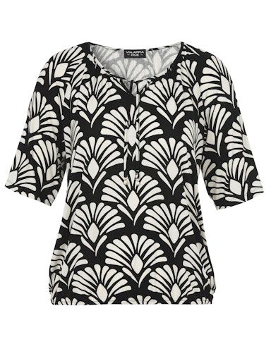 Shirt ronde hals zwart creme 100920