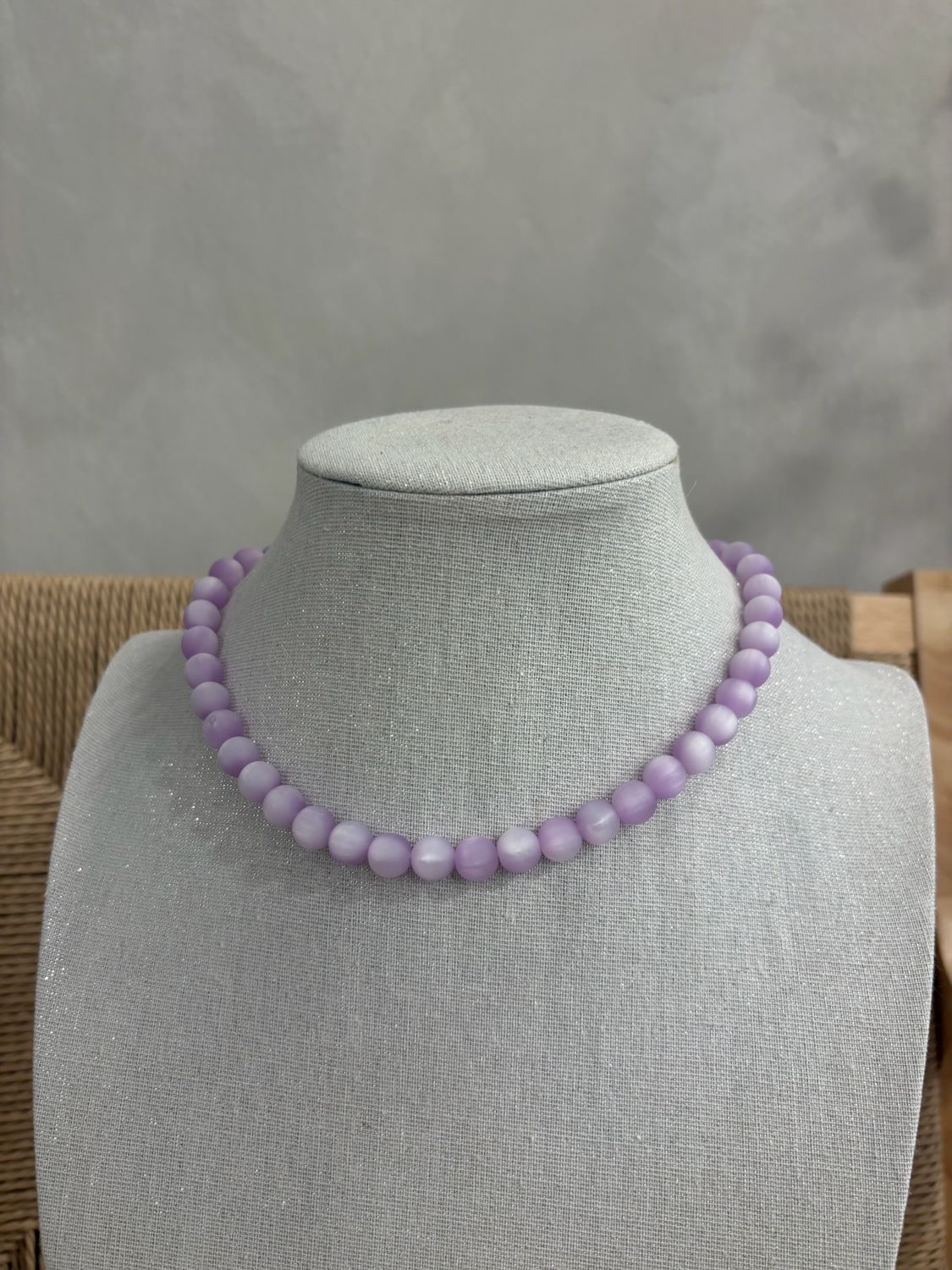 Ketting kleine kralen lila