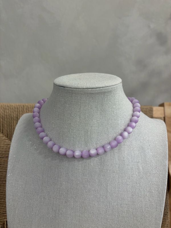 Ketting kleine kralen lila