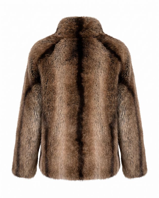 Short Fake Fur Jacket Tobacco