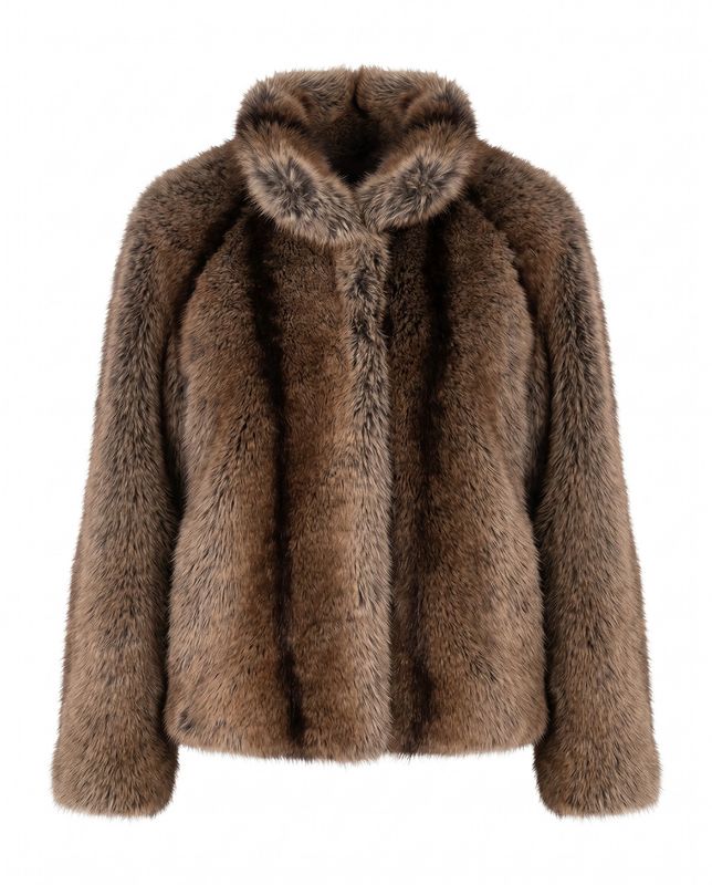 Short Fake Fur Jacket Tobacco