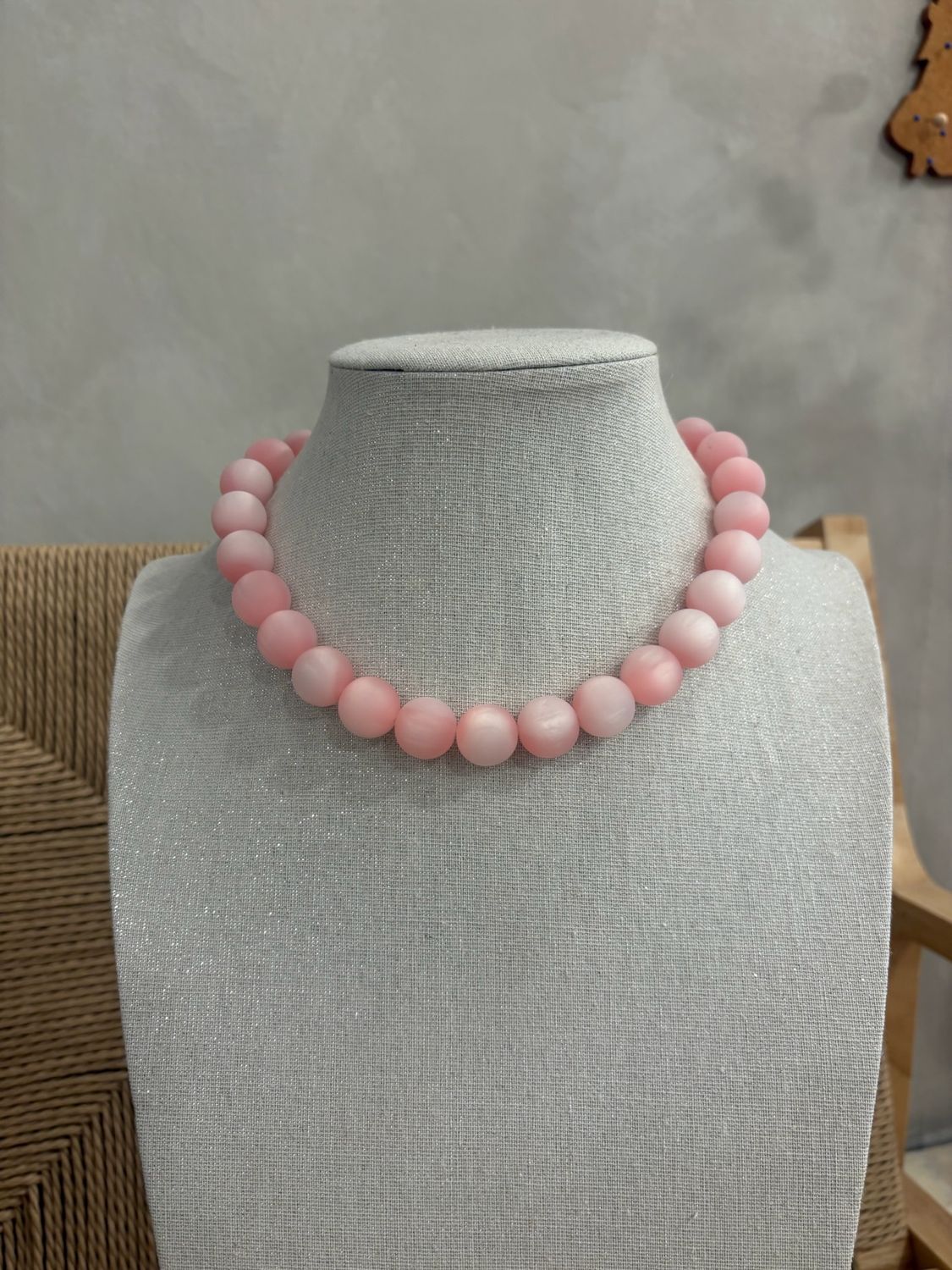 Ketting grote kralen roze
