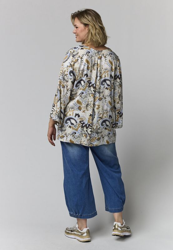 GElse-Marie Blouse Sand with blue print