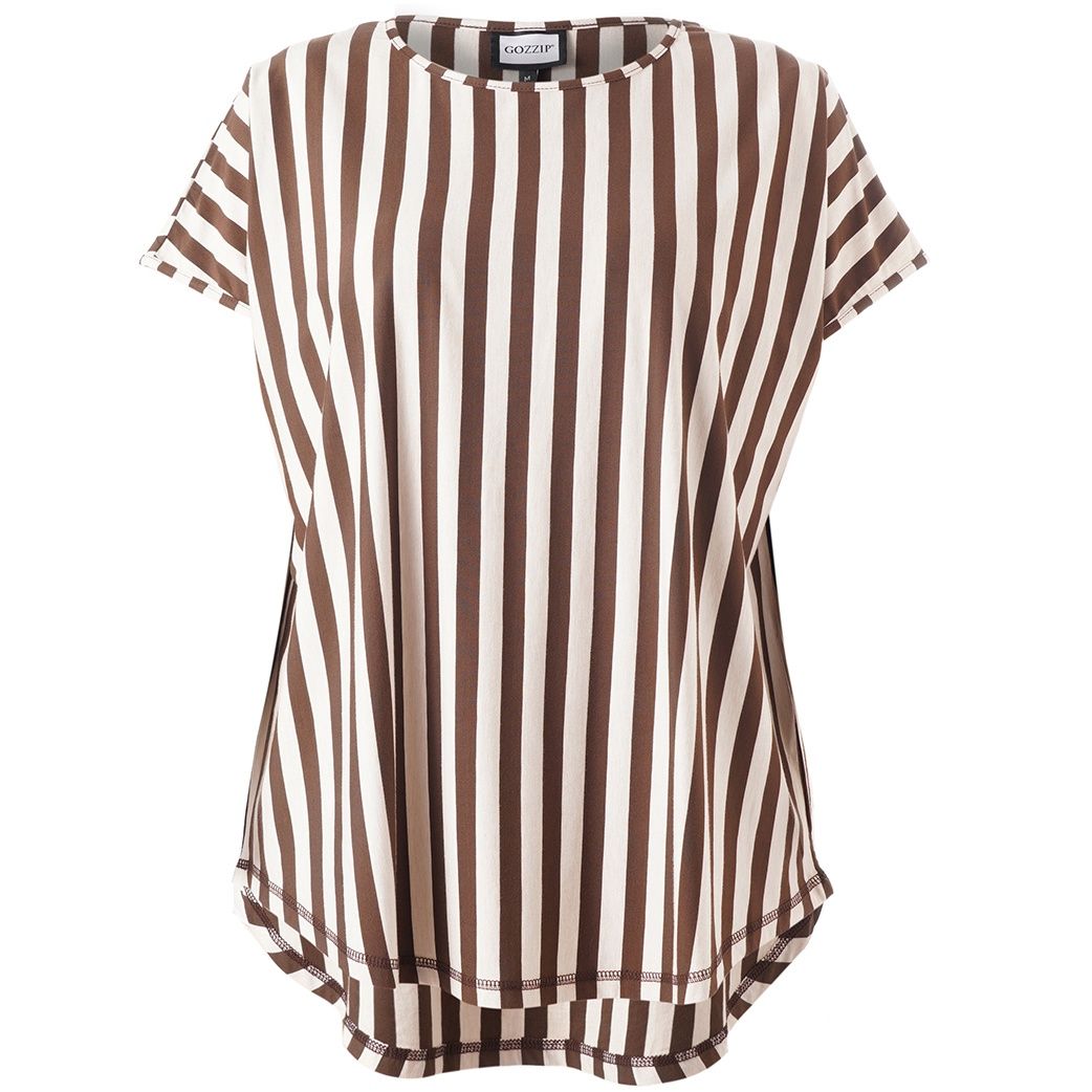GGitte T-shirt striped Brown/Offwhite stripes