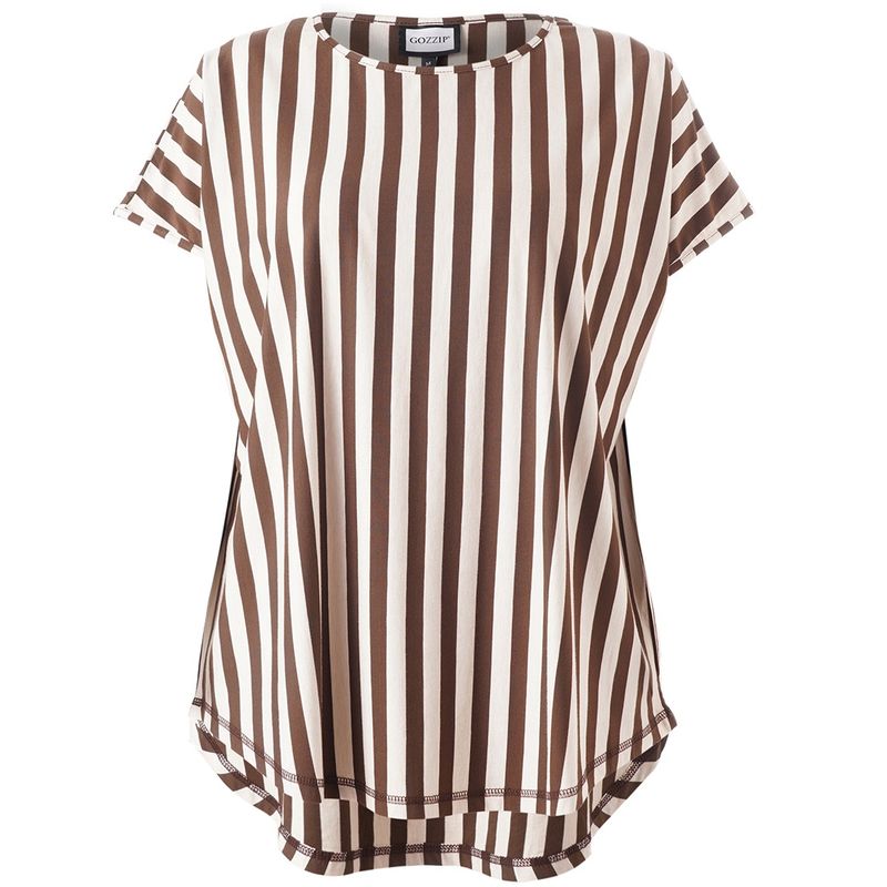 GGitte T-shirt striped Brown/Offwhite stripes
