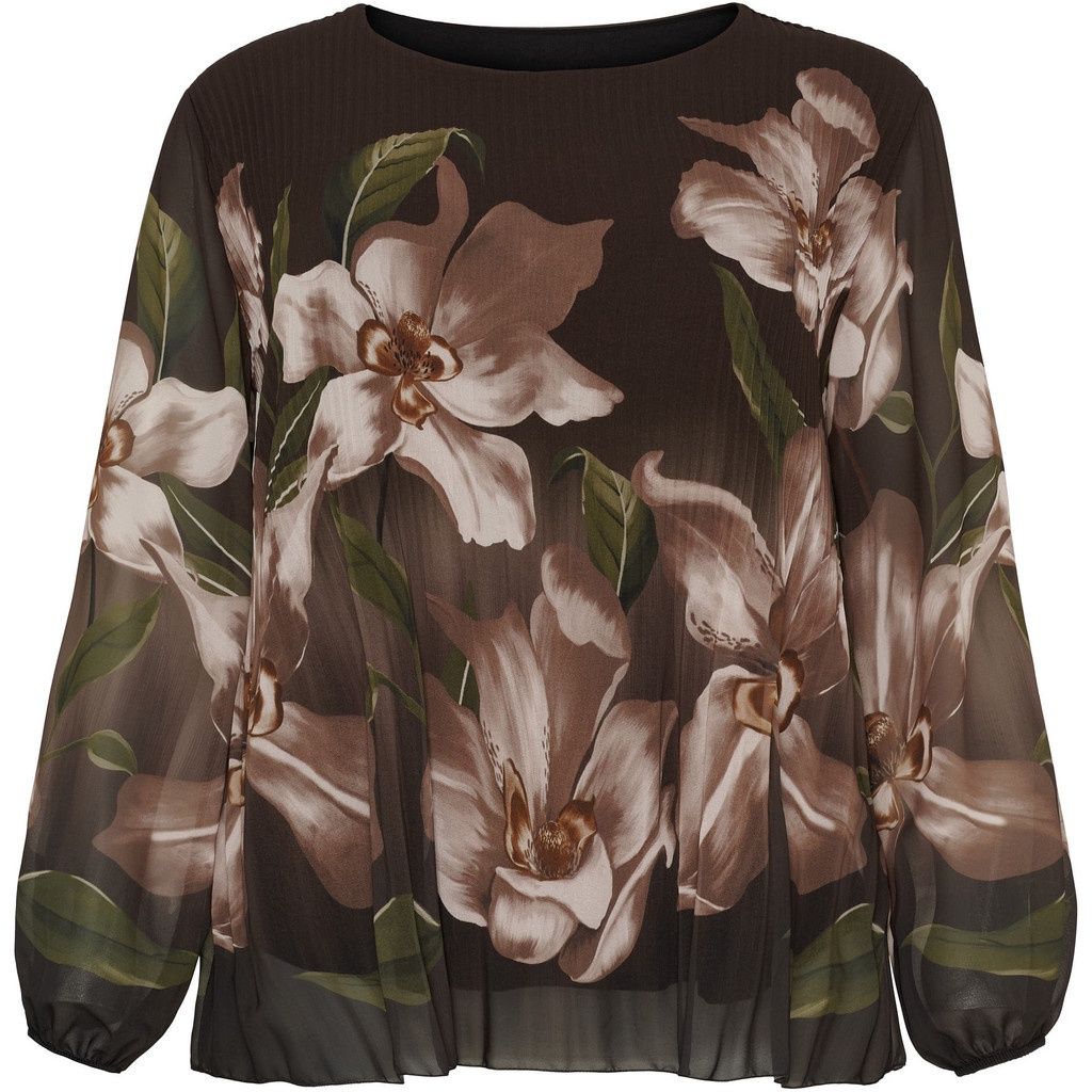 Blouson LS Dark Brown Flowers