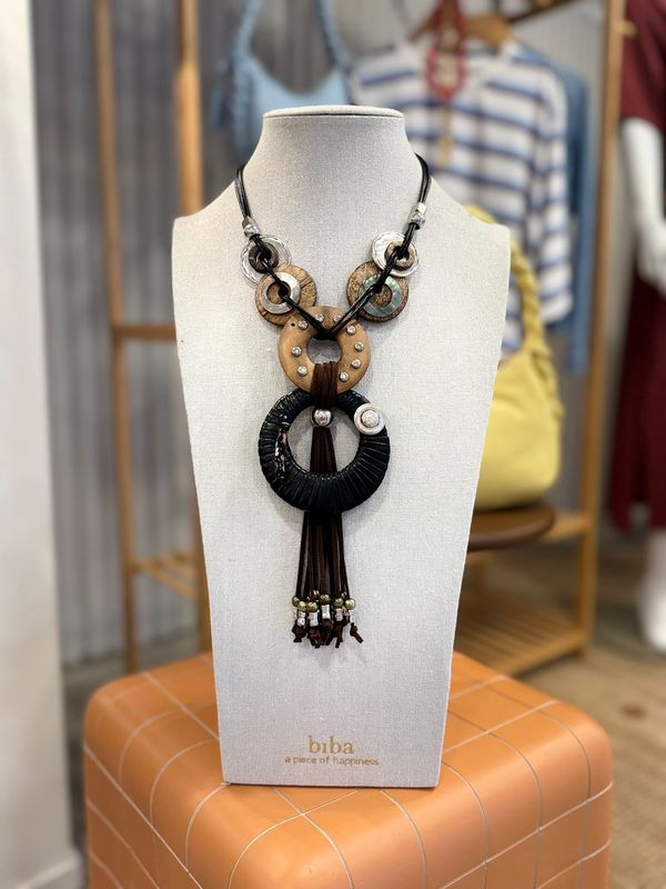 Collier zwart bruin grote cirkel