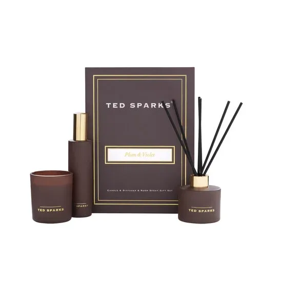 TED SPARKS - Candle, Diffuser &amp; Room Spray Gift Set - Plum &amp; Violet