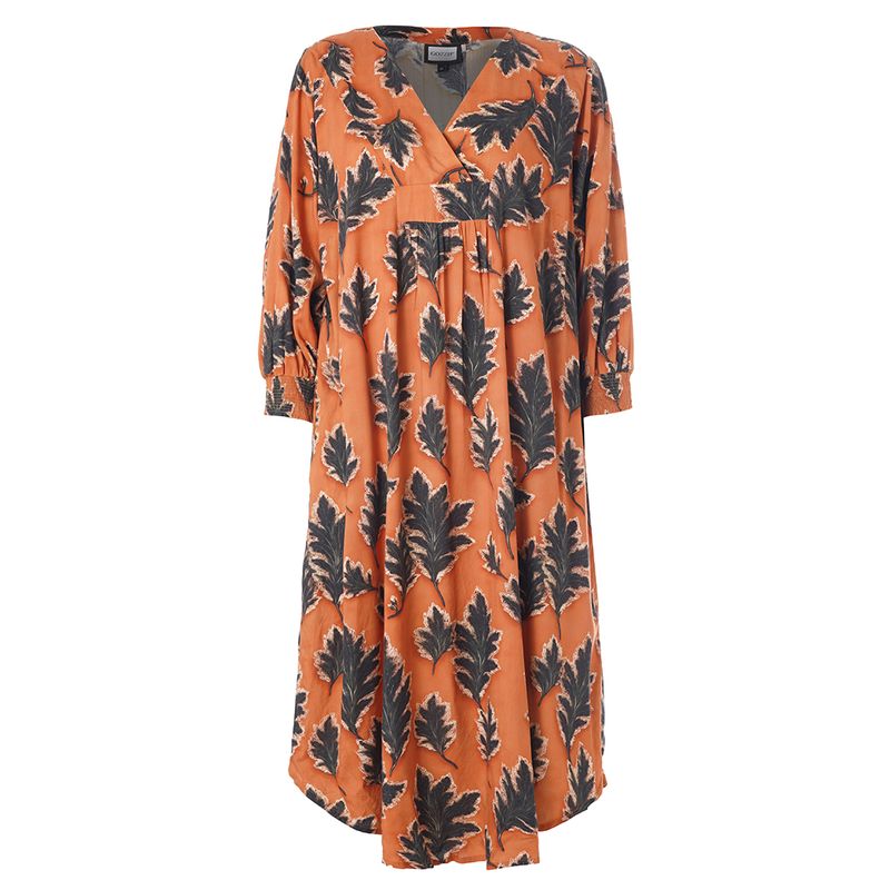 GElse Dress Fall orange with black leave