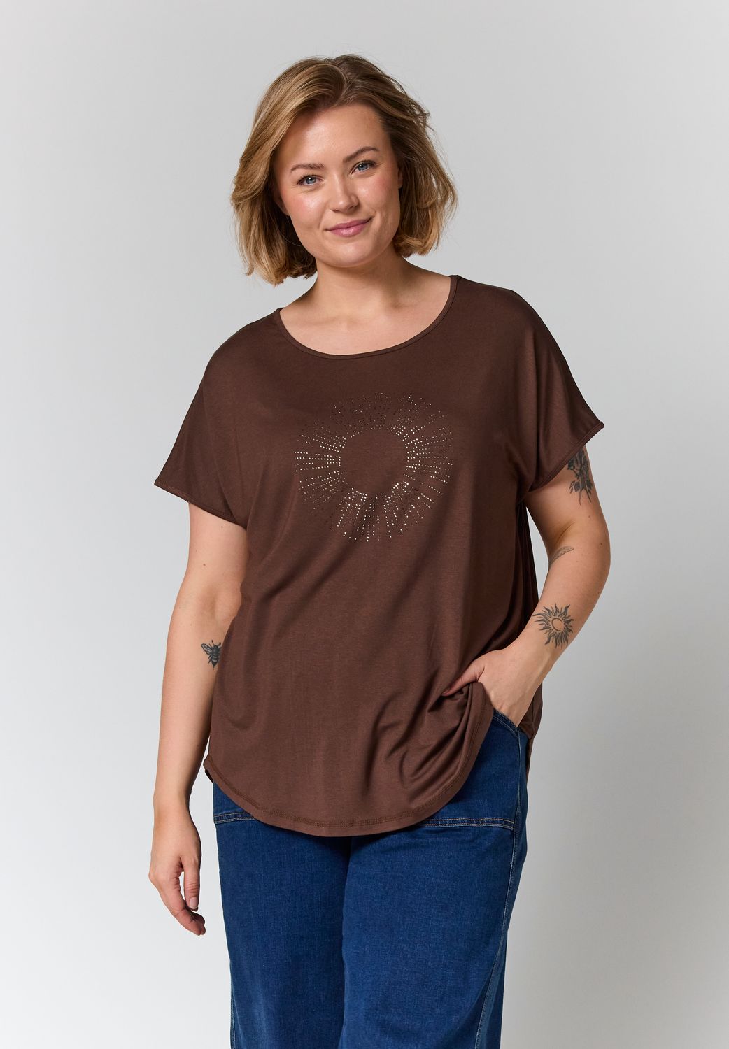 GGitte T-shirt with stones Brown