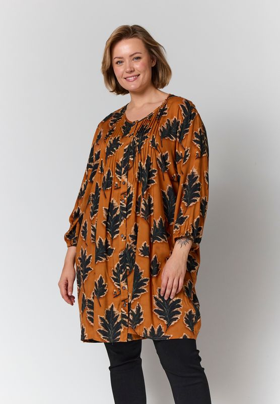 GJohanne Shirt Tunic Fall orange with black leave