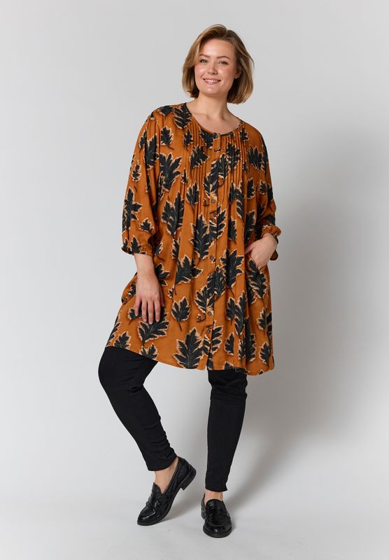 GJohanne Shirt Tunic Fall orange with black leave