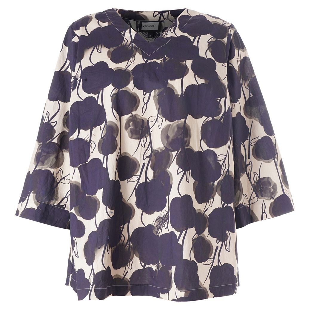 GElse-Marie Blouse Sand with black flowers