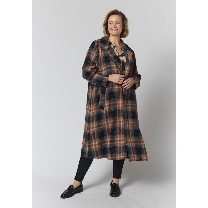 GAlaya long checked coat Multi Colour