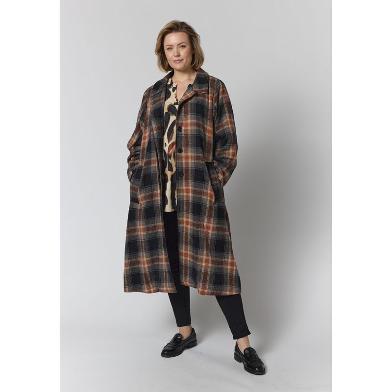 GAlaya long checked coat Multi Colour