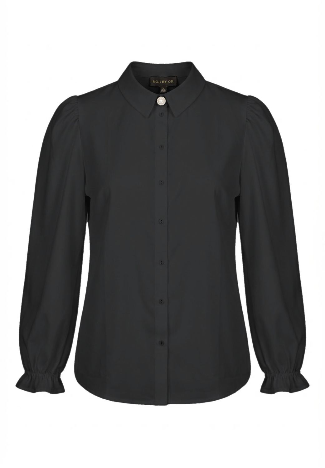 Shirt w long sleeves flair cuffs Black