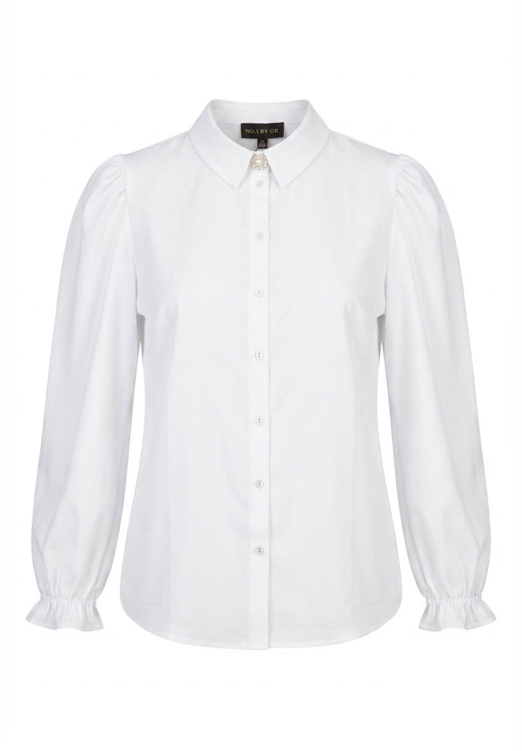 Shirt w long sleeves flair cuffs White