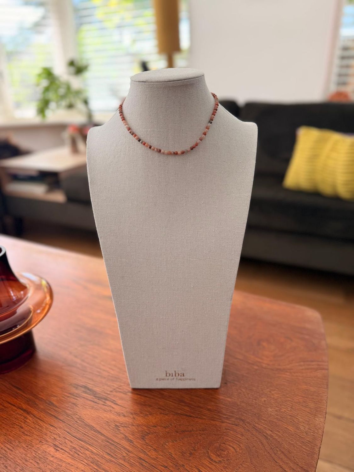 collier kort klein steentje multi zand/taupe/rose