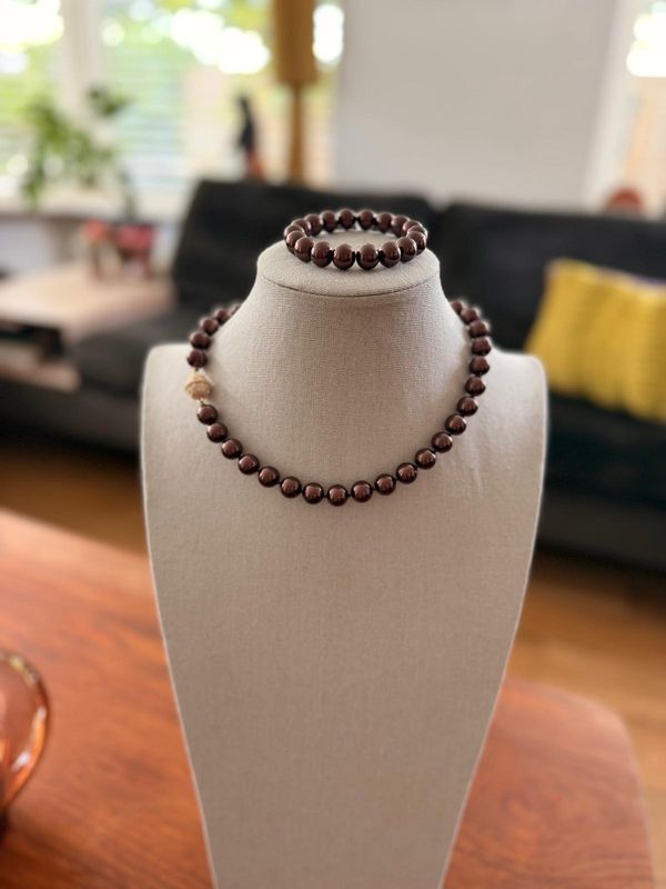 Armband parel bruin 12mm