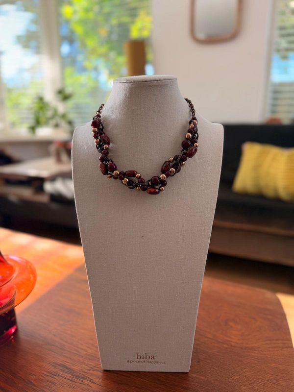 collier antiek koper/bordeaux combi