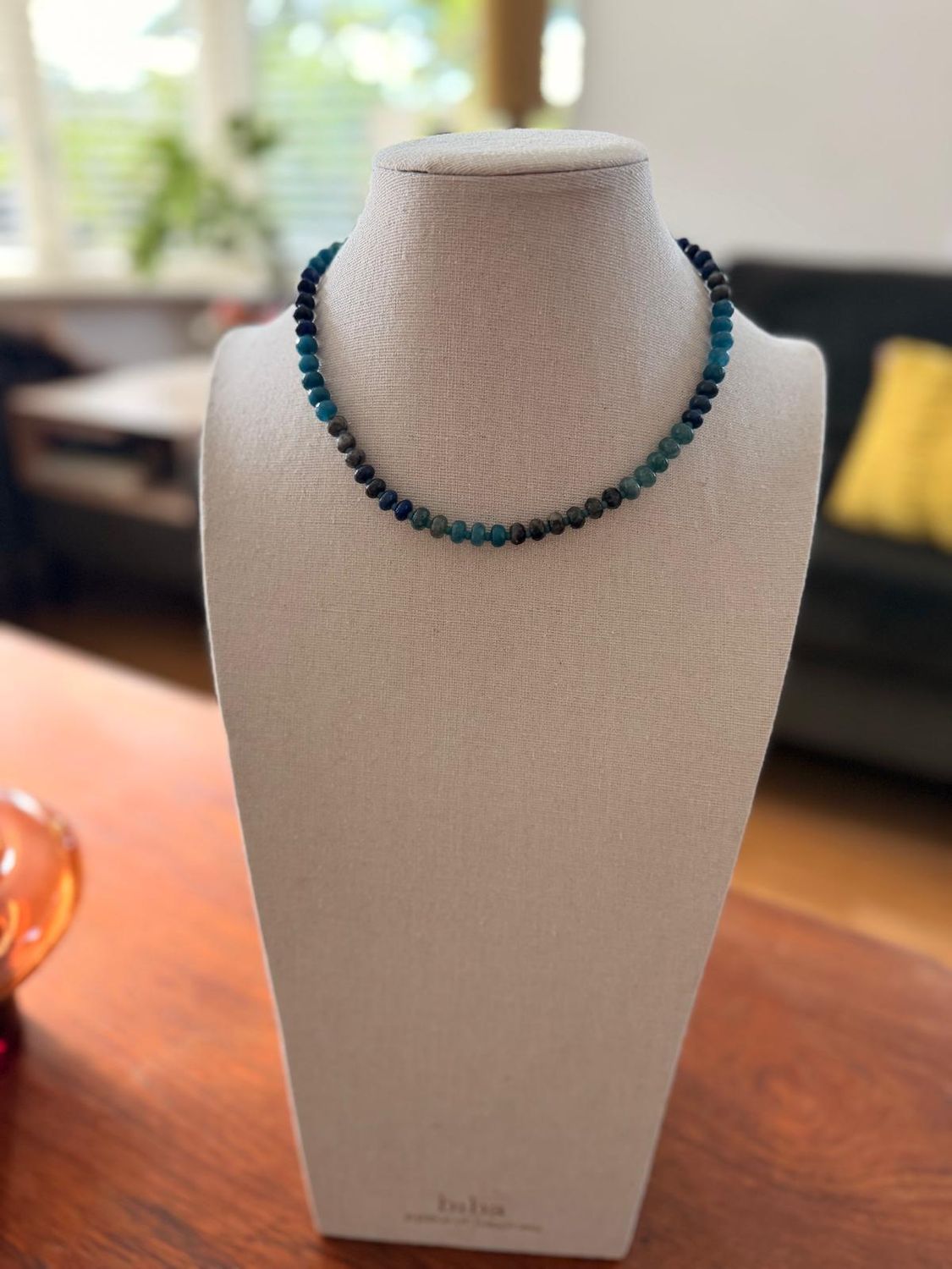 collier kort kleine steen petrol/blauw/groen