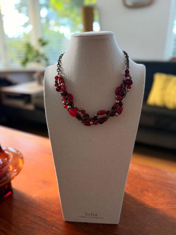 collier antiek donker goud/rood combi