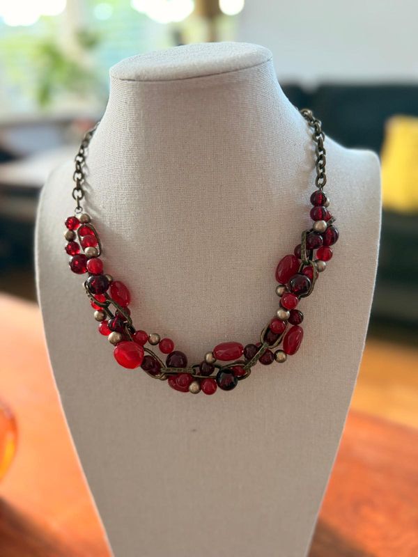 collier antiek donker goud/rood combi