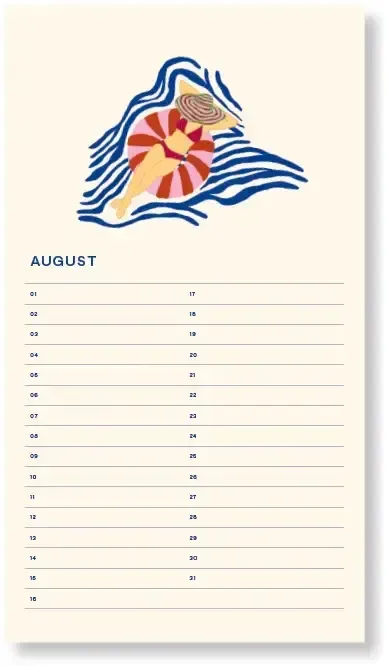 Verjaardagskalender met bloemen in beige