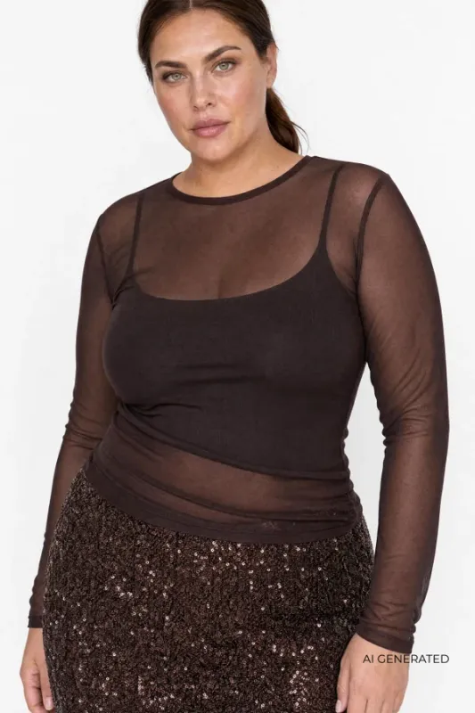 Wasabi Tinja 1 blouse chocoladebruin