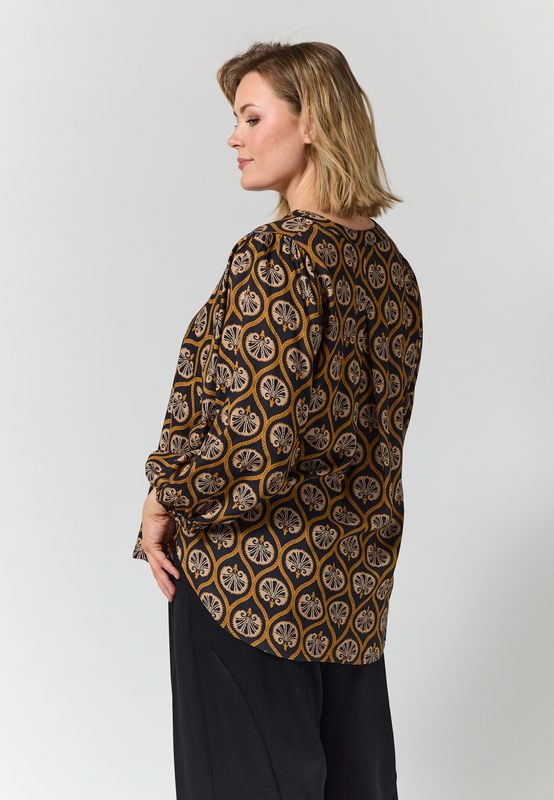 Gozzip Vilde blouse zwart met print