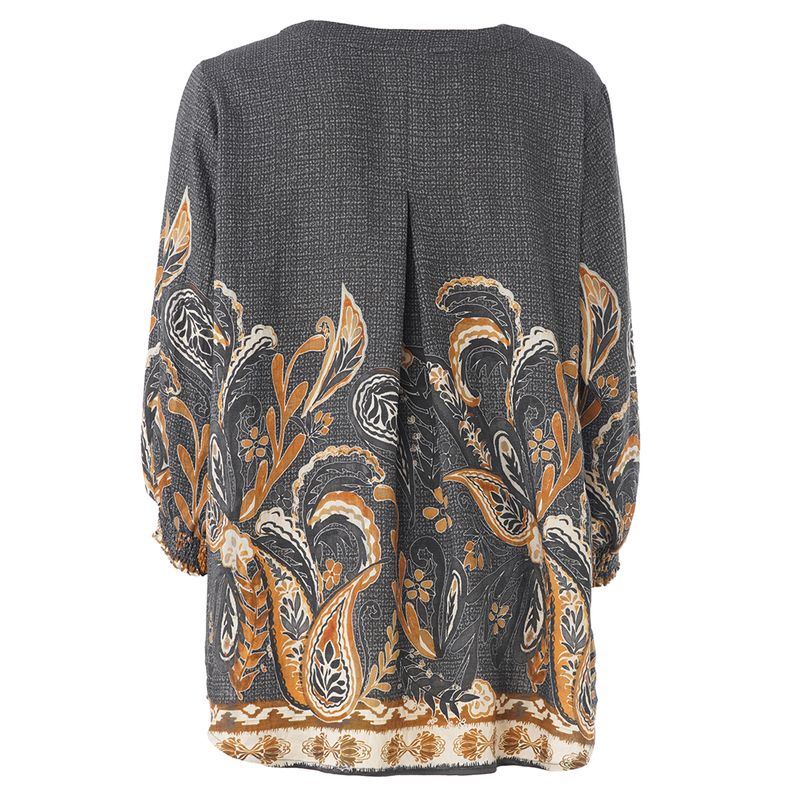 Gozzip Beth blouse zwart met bruine print
