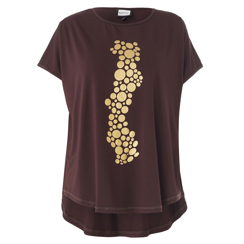 Gozzip Gitte T-shirt bruin met print