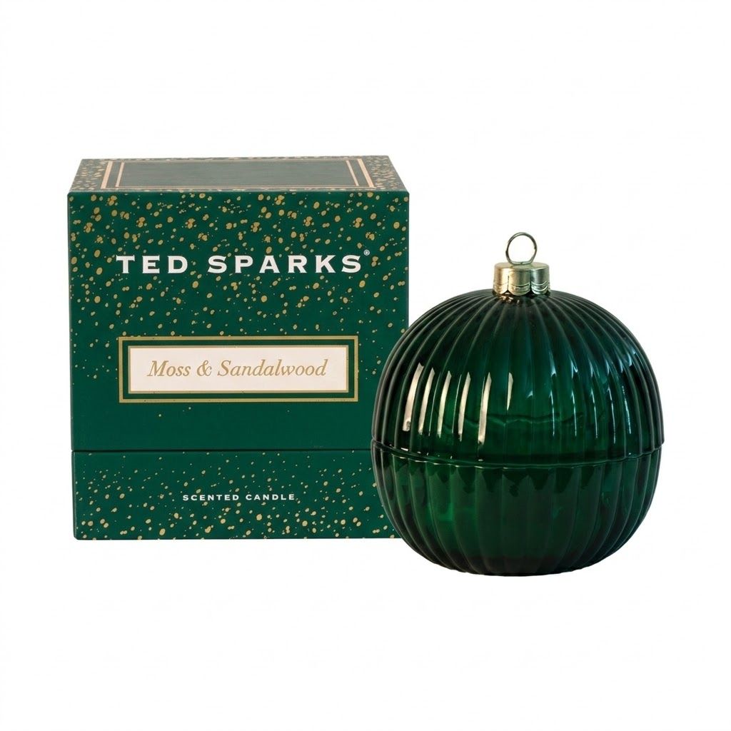 Ted Sparks geurkaars kerstbal Moss &amp; Sandalwood