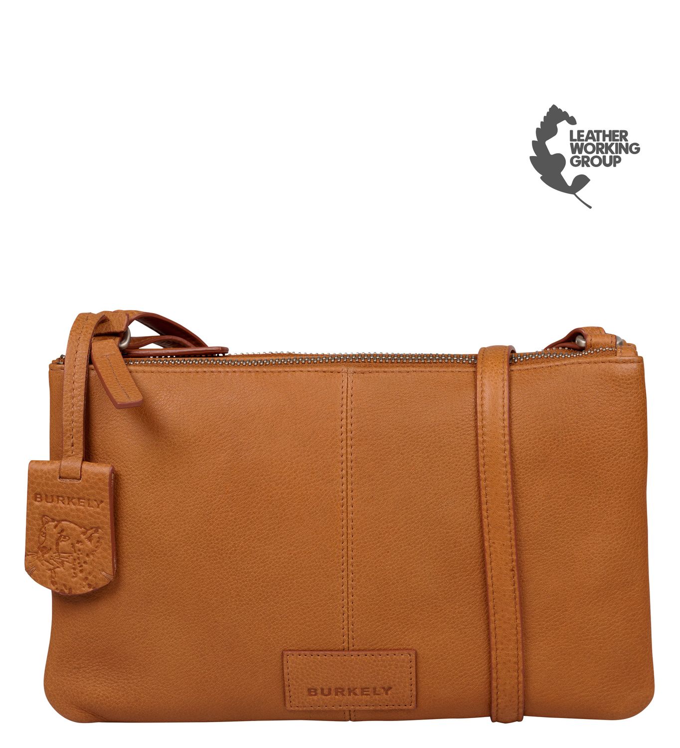 Burkely Soft Skylar crossbody tas dubbele rits cognac