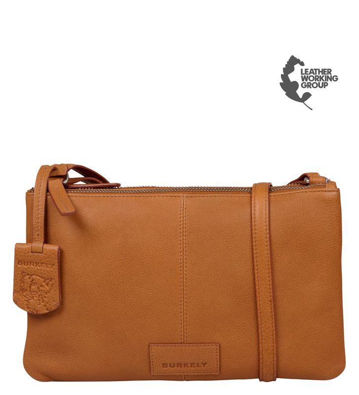 Burkely Soft Skylar crossbody tas dubbele rits cognac
