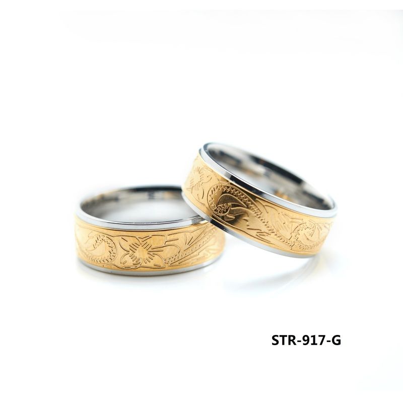 MR02404 -STL- RG 8mm Scroll Gold Tone, Size: Size 5