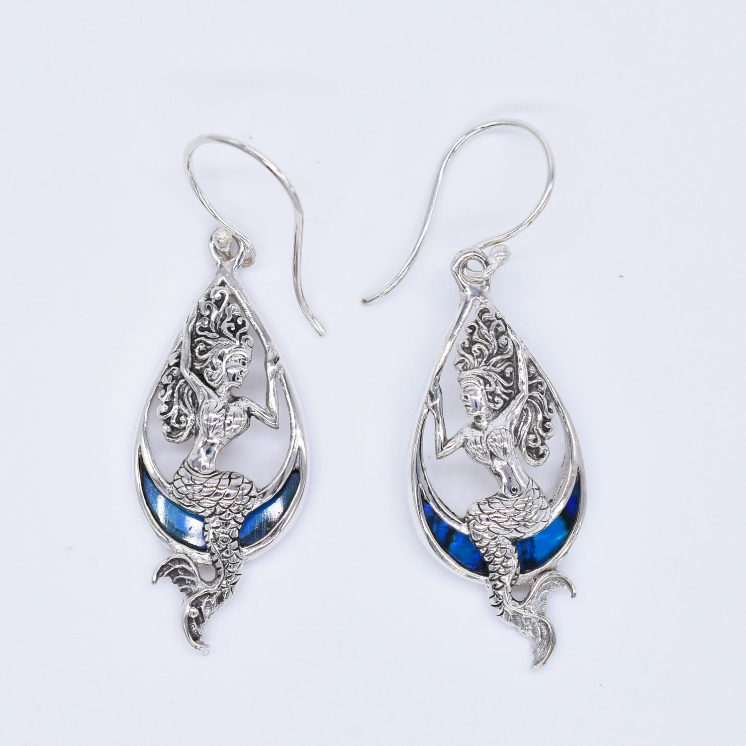 E05852 - Earrings GDS - Mermaid in Teardrop, Color: Blue Abalone