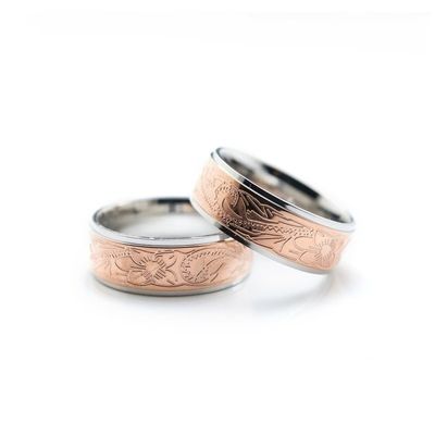 MR02405 -STL- RG 8mm Scroll Rose Gold Tone