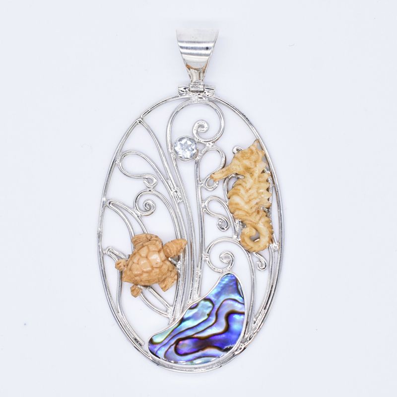 PENDANT ONLY - P10802 - GDS - Oval w/Bone Sealife