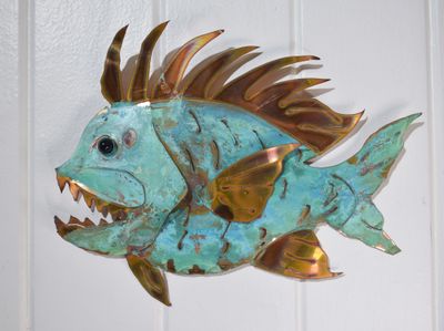 Copper Patina - Piranha Fish 13&quot; x 11&quot;