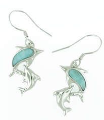 LAR-E040 - Larimar 2 Dolphins Dgl Earrings