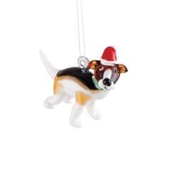 OR-005 - Artglass Santa Dog Ornament