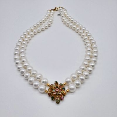 N29813 - Necklace - PRL - Pearls w/ Tourmaline
