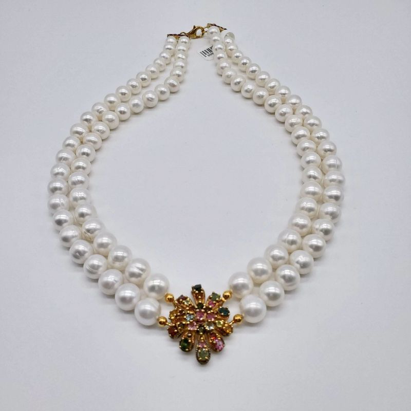 N29813 - Necklace - PRL - Pearls w/ Tourmaline