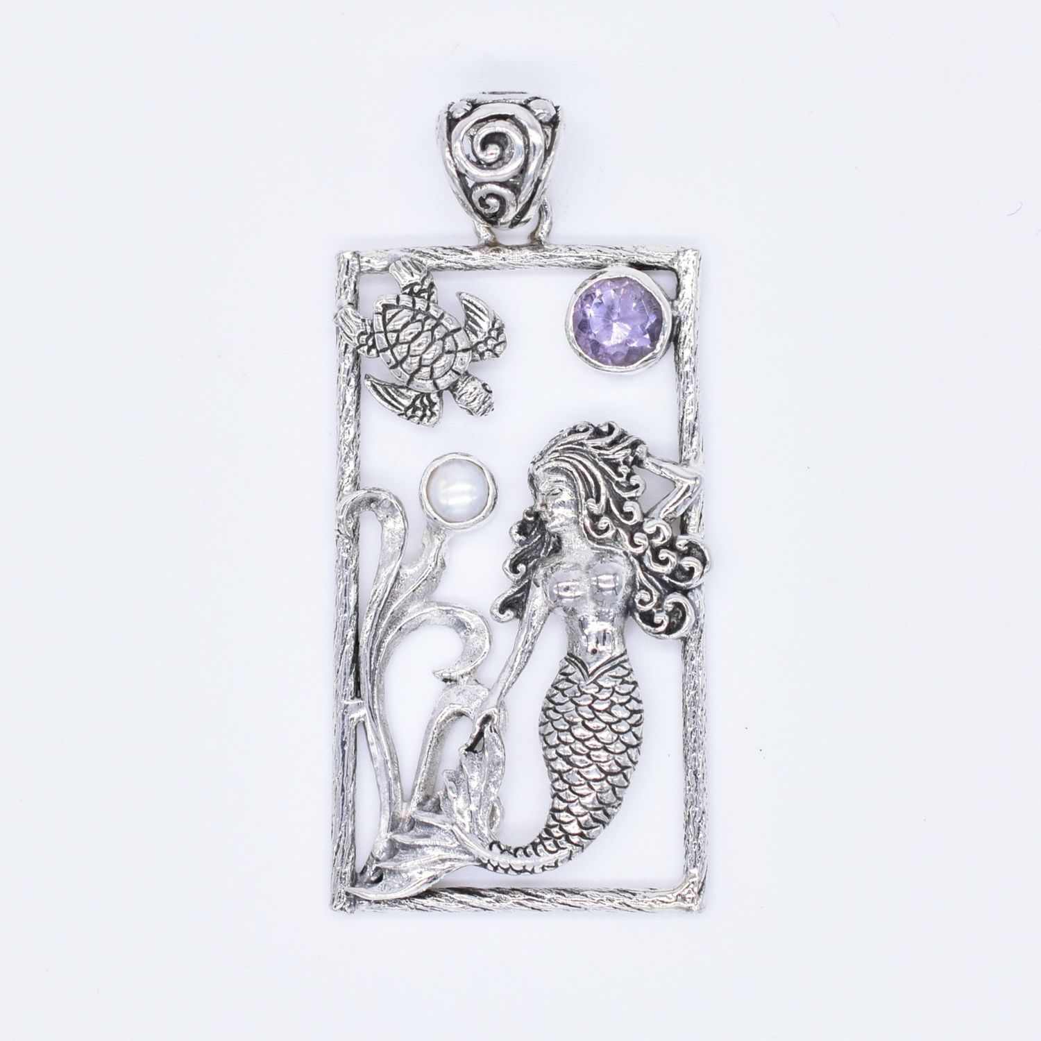 PENDANT ONLY - P05810 - GDS - Mermaid in Rect , Stone: Amethyst
