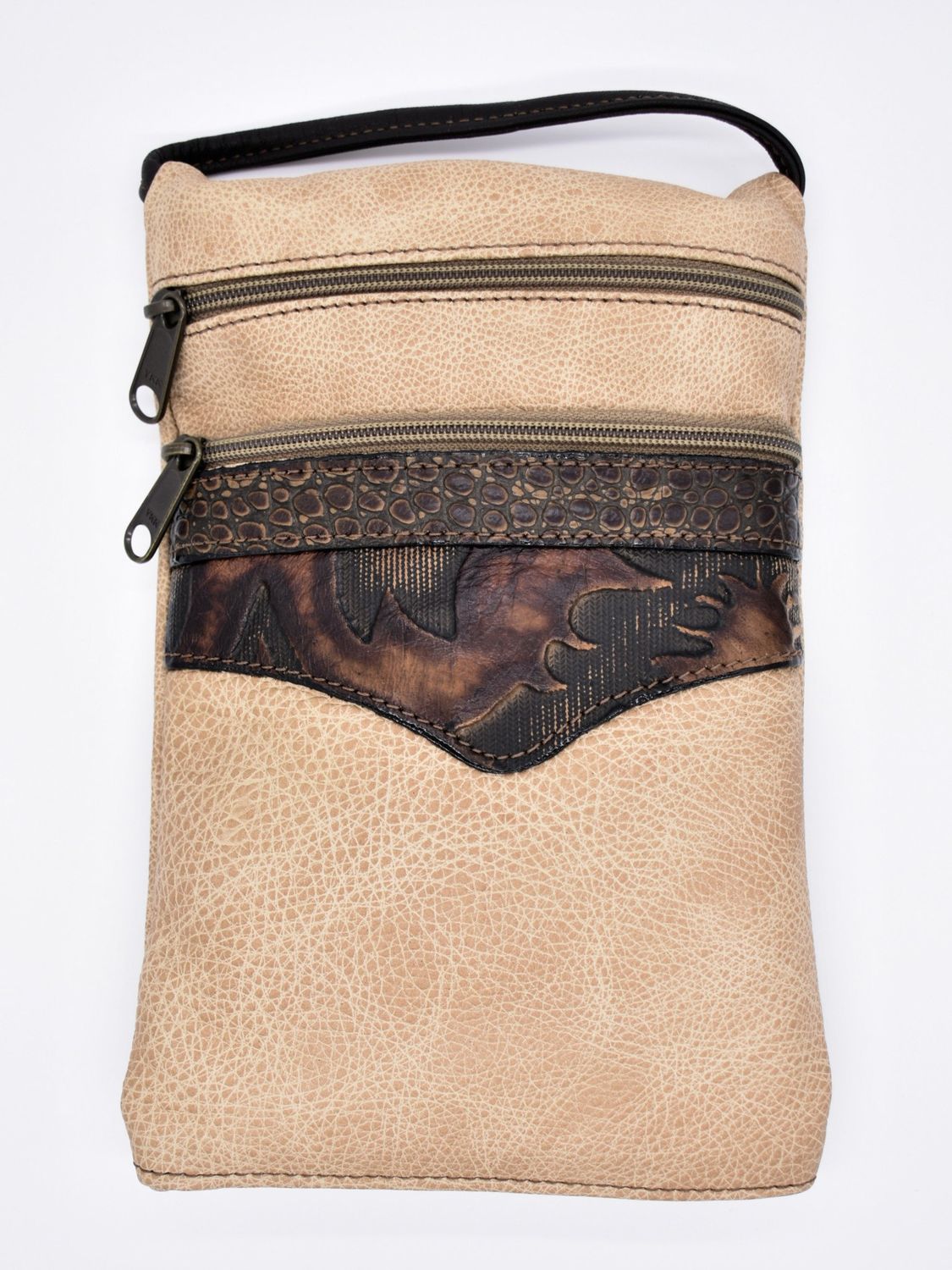 Eileen Leather Purse, Color: Tan w/ Brown